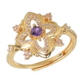 thumbnail image 1 of SIEYIO Antique Style Openable Floral Ring Featuring Sparkling Amethyst Stone Sturdy Alloy Metal Adjustable Size For Daily Wear, 1 of 8