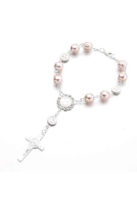 Baby Pearls Baptism Religious Gift Catholic Rosary Finger Chain for Woman Girls