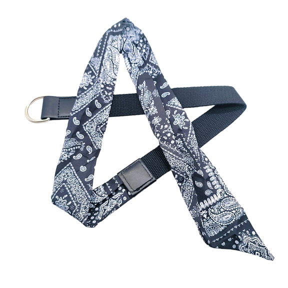 SIEYIO Canvas Waist Belt with Patchwork Silk Scarf for Teens Jeans Skirt Decors