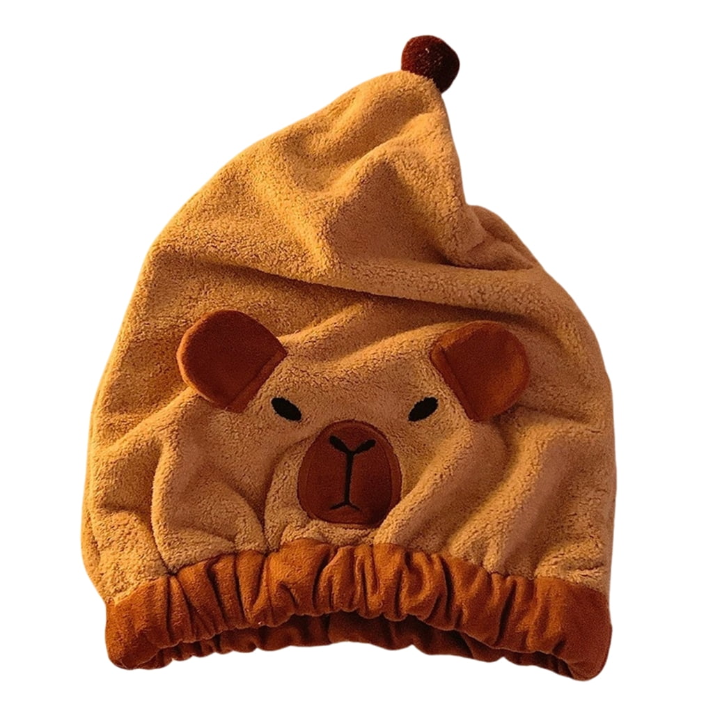 Hair Drying Cap, Capybara Coral Fleece Towel Wrap, 24.02x9.45in