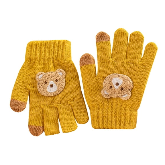 SIEYIO Cartoon Bear Baby Mittens Winter Warm Knitted Gloves Crochet Mitten for Kids