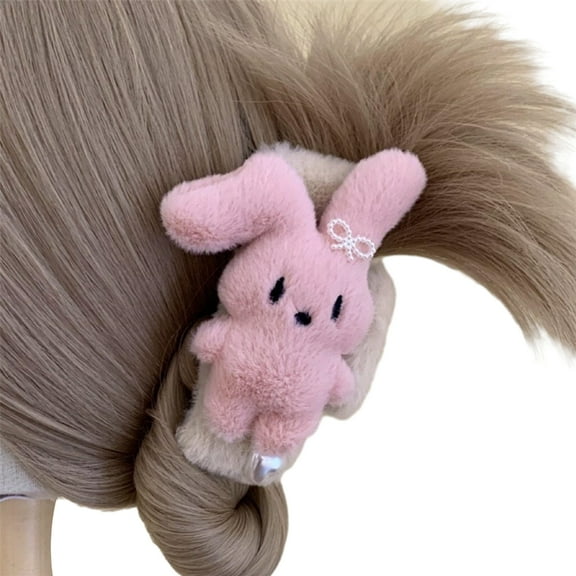 SIEYIO Cartoon Pink Rabbit Shape Hair Pin and Hair Rope Hair Claw Lovely Style Hairpin