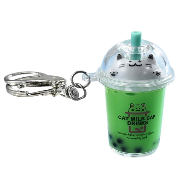 SIEYIO Cat Bubble Tea Pendant Cartoon Milk Tea Pendants Keyrings Fashionable Acrylic Key Rings Jewelry for Backpacks and Phone