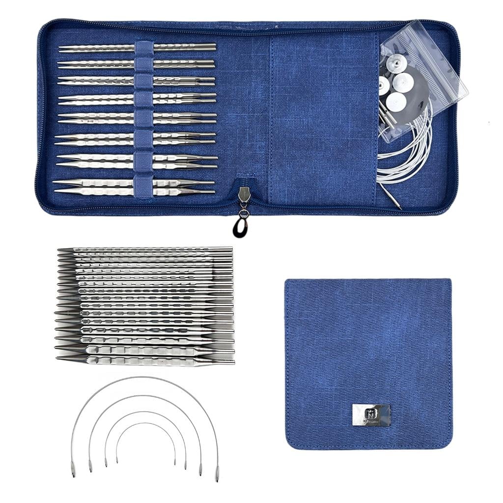 SIEYIO Circular Knitting Needle Set Short Square Knitting Needle Interchangeable Circular Needle Size 3.5mm-8.0mm Knitting Tool