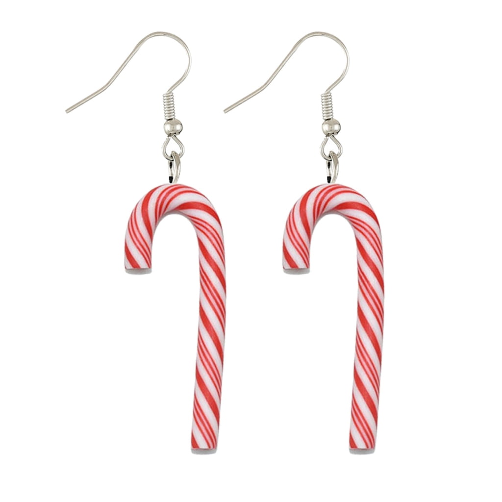 SIEYIO Colorful Candy Cane Earrings Fashionable Christmas Clay Earrings