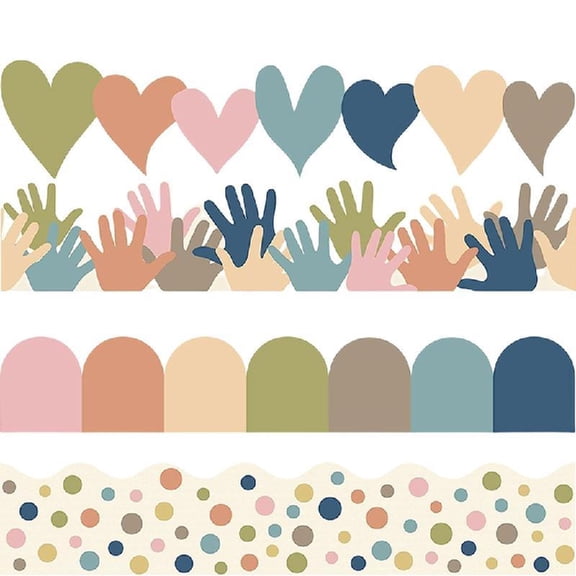 SIEYIO Colorful Dot Border Trim Heart Border Trim for Notice Board Chalkboard