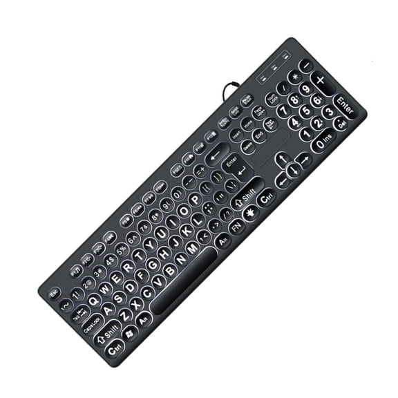 SIEYIO Cord Large Print 104 Size Computer Keyboards High Contrast Black & White Key