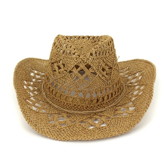 SIEYIO Cowboy Straw Hat Jazz Hat Wide Brim Cowgirl Hat All-match for Outdoor Men Women