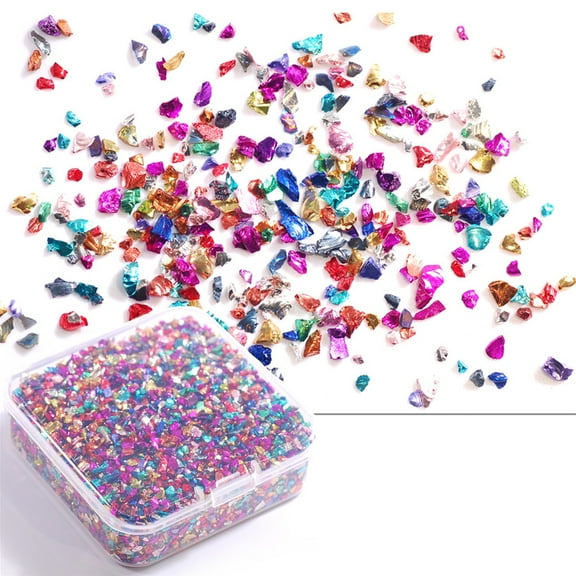 SIEYIO Crushed Glass Glitter Resin 80g/Box Irregular Metal Fragments Broken Glass Sprinkling Coarse Glitter Suitable for Nail