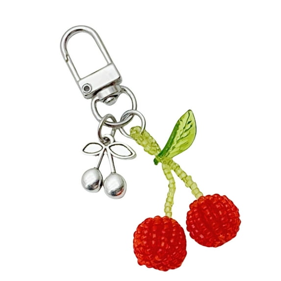 SIEYIO Crystal Bead Cherry Key Holder Adorable Cherry Fashion Key Chain Stylish Keyrings Jewelry for Car Keys or Bags
