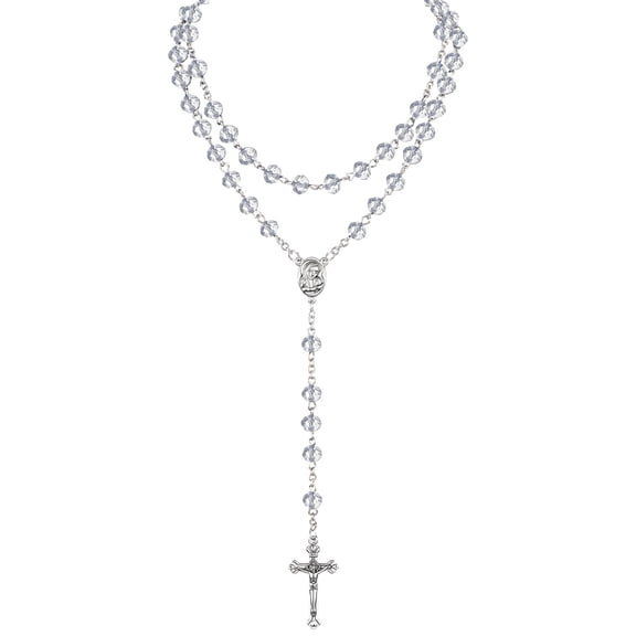 SIEYIO Crystal Beads Rosary Catholic Necklace Rosary First Communion Rosary Gift