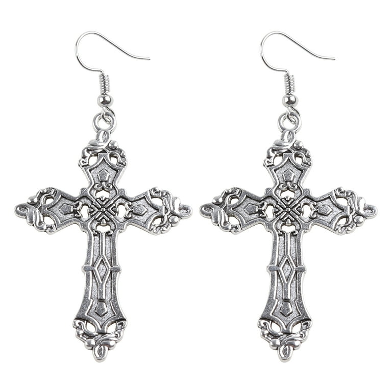 Cross] Dangle Boucles D'Oreilles Avec Goutte Boucles Round Cut Cz