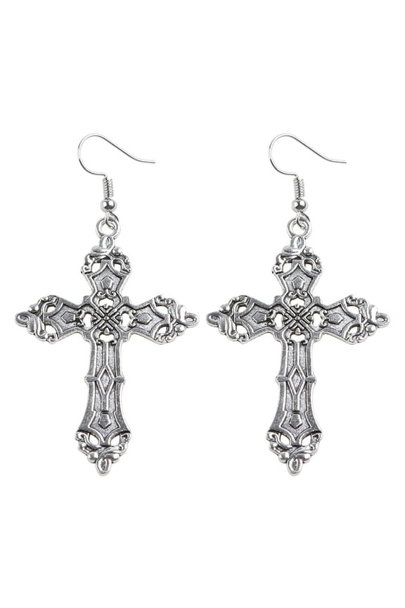 Dangle Drop Earring European American Baroque Cross Ear Hooks Religious Christian Goth Punk Jewelry