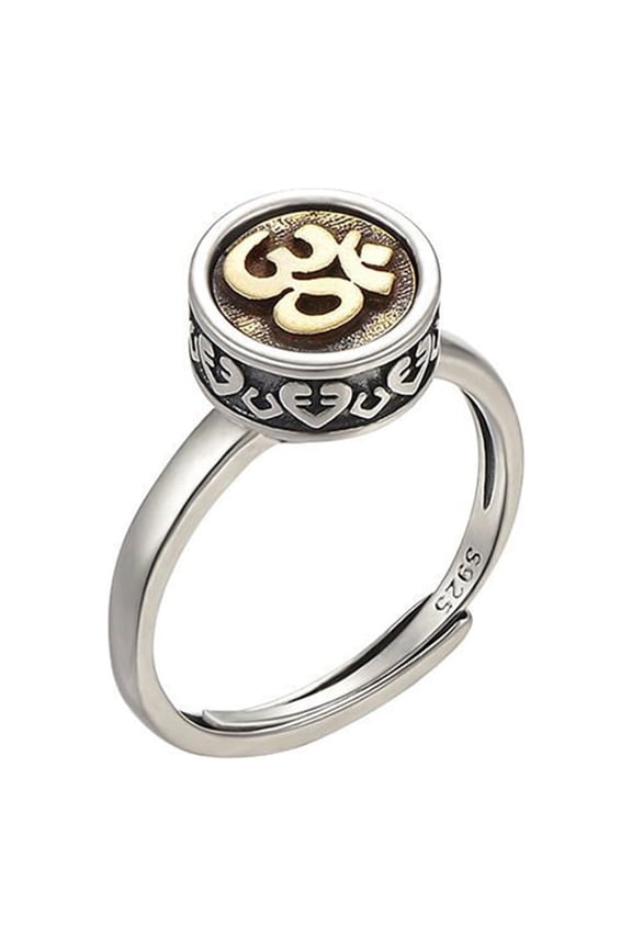 SIEYIO Decompression Rings Buddhist Tibetan Prayer Wheel Ring Six-character Mantra Finger Ring Good Luck Rotating Ring Band