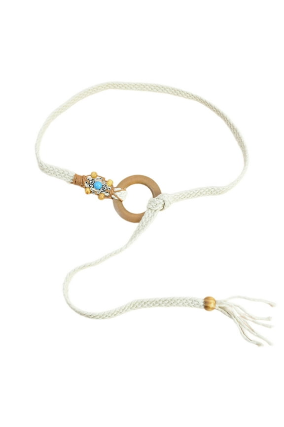 Delicate Bohemian Waist Rope Beads Decors Braided Belt for Lady Dress Decors