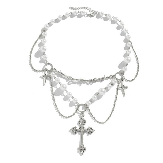 SIEYIO Delicate Strawberry Butterfly Heart Pendant Necklace Sweet Layer Imitation Pearl Choker Clavicle Chain Jewelry Gift