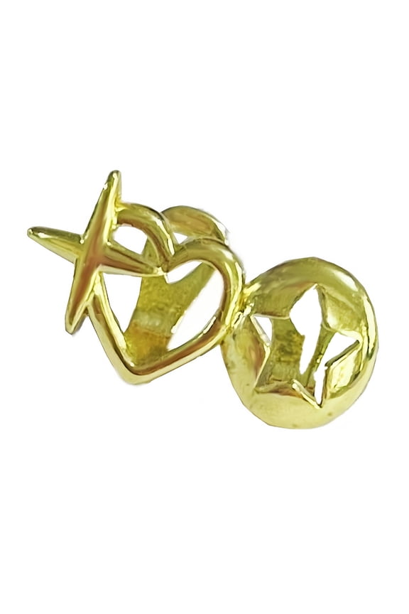 Double Love Stars Tooth Grills Vintage Silver Gold Hollow Heart Teeth Caps Charm