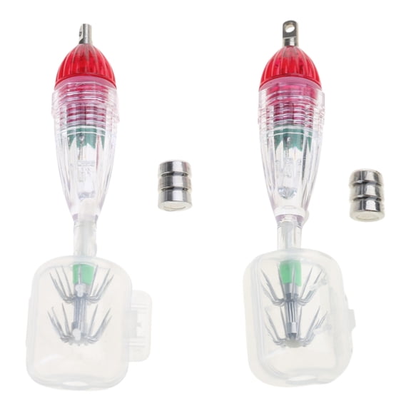 SIEYIO Durable 2 Pieces Mini Fish Lure Light with Hooks Lamp Sea Fishing Trap Attract Underwater Squid Lure Light Lamp Tools