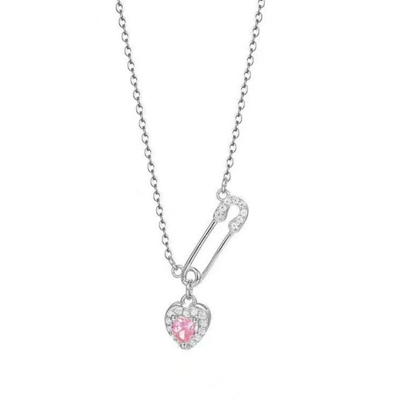 SIEYIO Elegant Heart Pendant Necklace Safety Pin Necklace Party Necklace Chain Necklcae