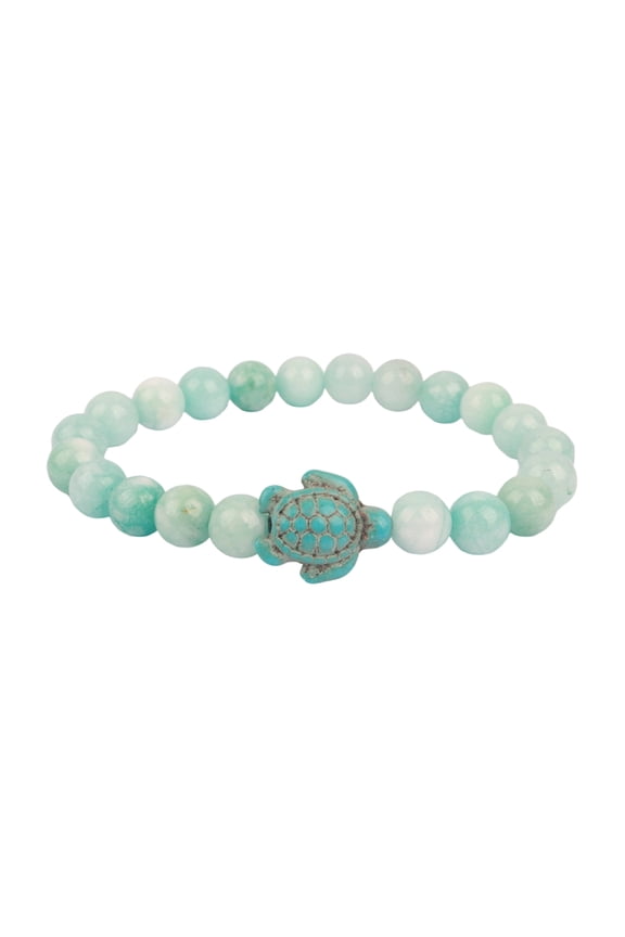 Elegant Turtles Bead Bracelet Made with Turquoise and Rose Quartz Daily Use