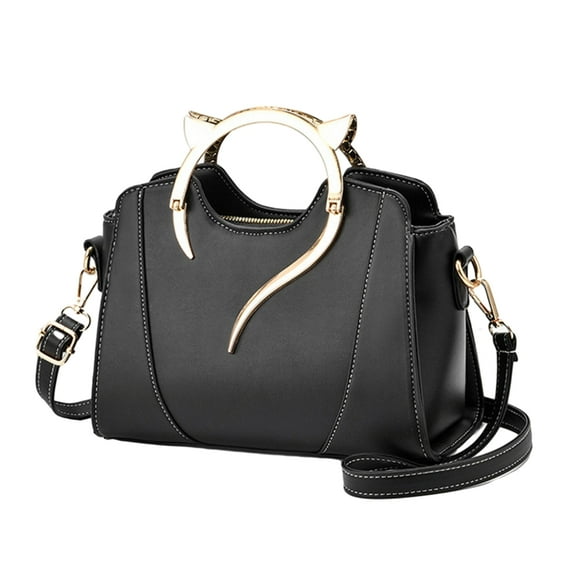 SIEYIO Elegant Women PU Crossbody Bag with Cat Ear Top Handle Solid Handbag