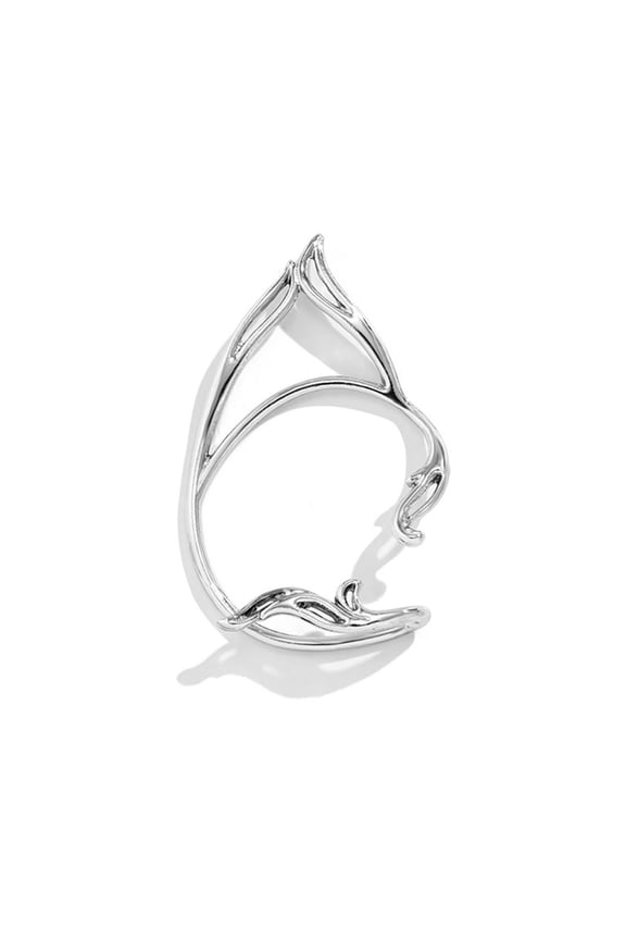 European and American Jewelry Novelty Single Metal Three-dimensional Earring Female Hollow Cat Ear Outline Elf Ear Clip