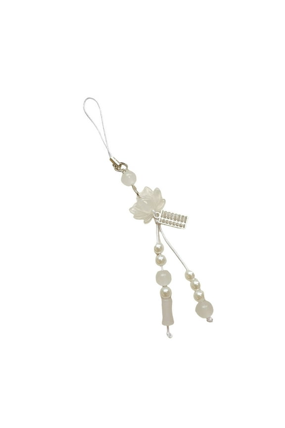 Exquisite Handmade Phone Decoration Lotuses Flower Pendant Keyring for Daily Use