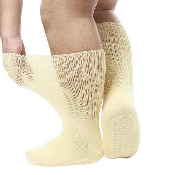SIEYIO Extra Width Socks for Swollen Feet 1Pair Bariatric Hospital Socks,Anti Slip Lymphedema Diabetic Socks for Women Men