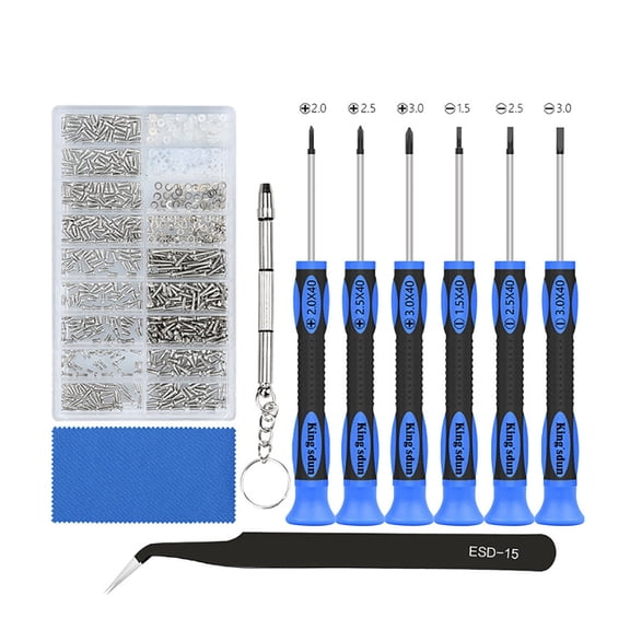 SIEYIO Eyeglass Repair Kit with 6 Pcs Magnetic Screwdrivers and Glass Screw Tweezers Tools for Glasses Eye Glass Sunglass Repair Accessories