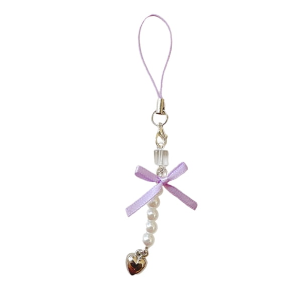 SIEYIO Fashion Bowknot Heart Bead Charm Pendant Phone Chain Pocket Keychain Strap