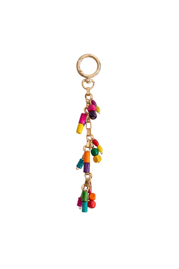 Fashion Resin Bead Keyring Pendant Colorful Macaron Beaded Keychain Bag Accessories Lightweight Key Chain for Women