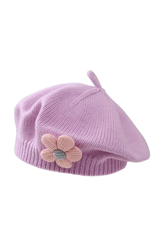 Fashionable Baby Hat Knitted Beret Soft & Breathable Warm Painter Caps Trendy Hair Accessory Headwear for Toddlers Girls