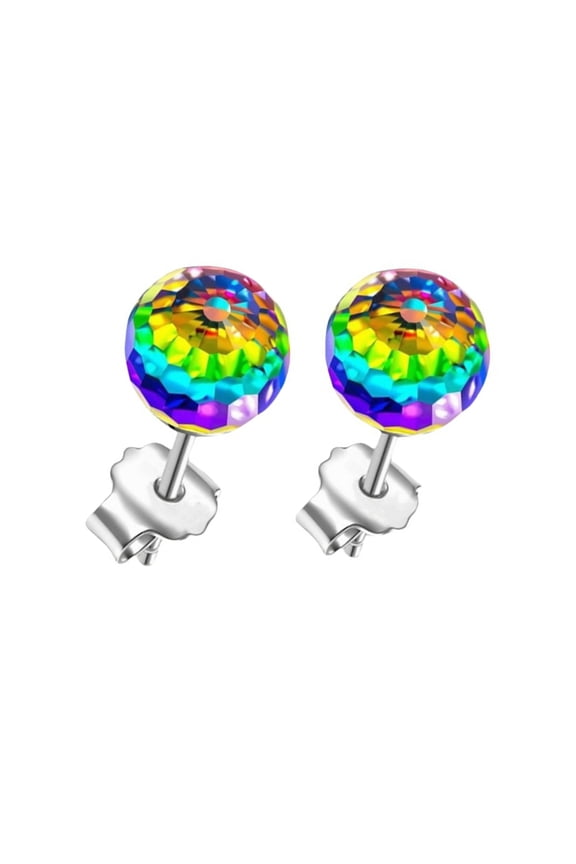 Fashionable Earrings with Colorful Crystal Balls Handmade Ear Studs Jewelry Gift