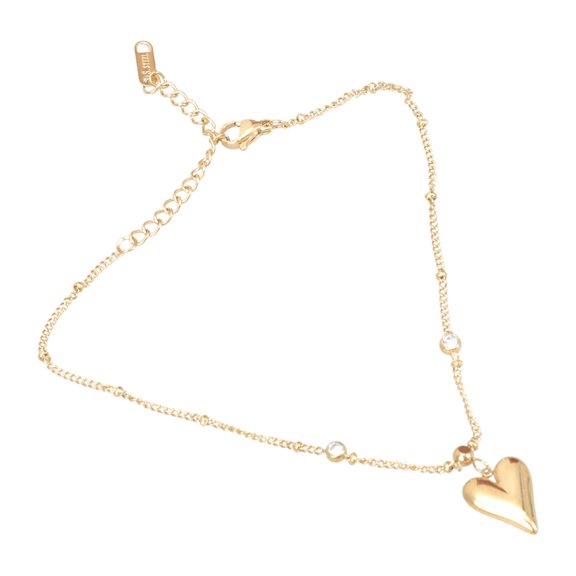 SIEYIO Fashionable Gold Anklet Featuring Heart Crystal Sturdy Foot Chain Accessory Designed For Stylish Ladies