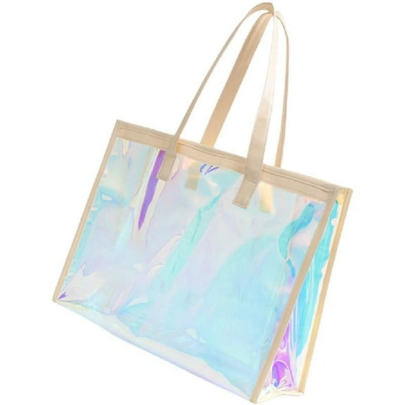 SIEYIO Fashionable Holographic Clear Swim and Gym Bag Large Capacity Travel Handbag
