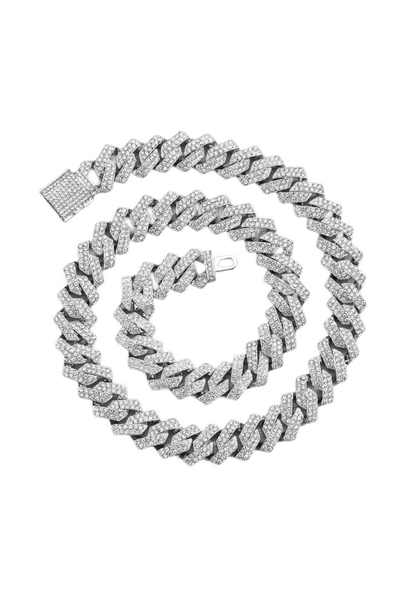 Fashionable Iced Outs Cuban Link Chain Necklace Hip Hop Fashion Jewelry Accessory for Trendy Women and Men