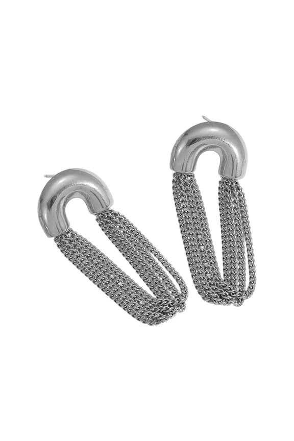 Fashionable Long Drop Earrings with Delicate Chains and Tassels Detailing