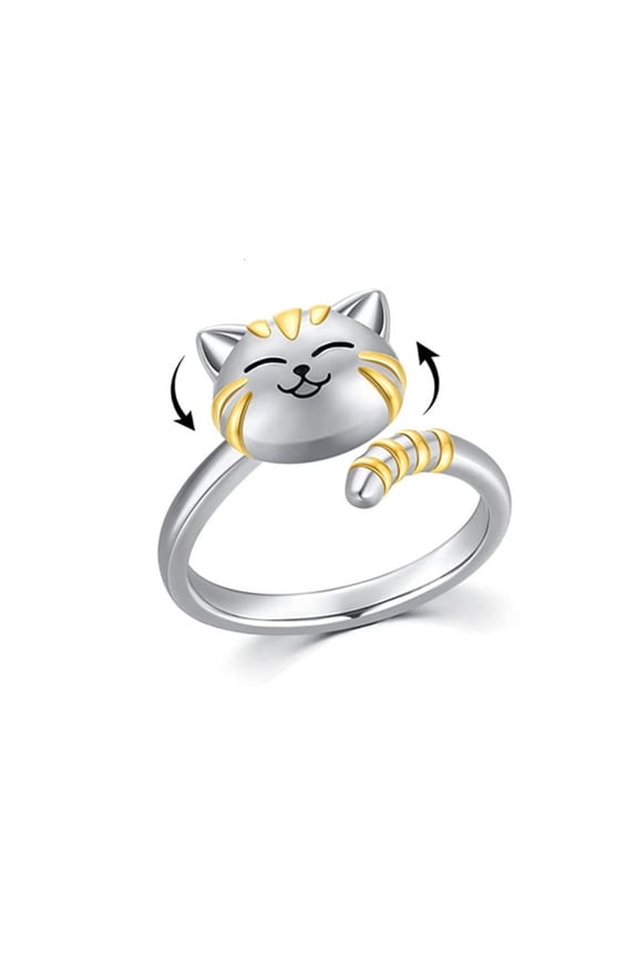 Finger Rings Adjustable Rings Women Opening Rings Cat Shaped Alloy Material