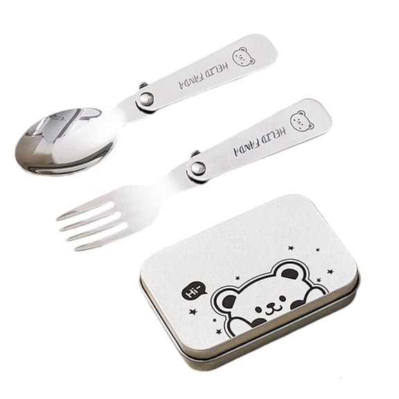 SIEYIO Folding Metal Camping Cutlery Set Portable Outdoor Picnics Cutlery Tableware Travel Utensils Fork Spoon with Storage Box