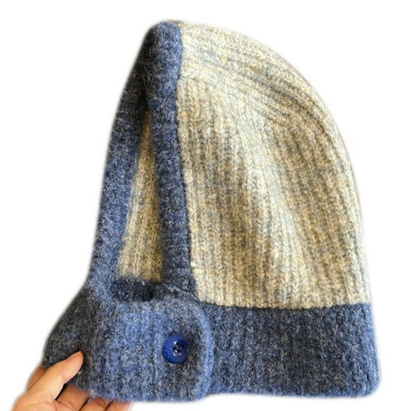 SIEYIO Girl Winter Hat Knitting Woolen Hat Balaclava Hooded Hat Outdoor Neck Scarf Woolen Caps Windproof Headwear Pull-over Hat