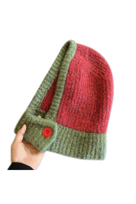 Girl Winter Hat Knitting Woolen Hat Balaclava Hooded Hat Outdoor Neck Scarf Woolen Caps Windproof Headwear Pull-over Hat