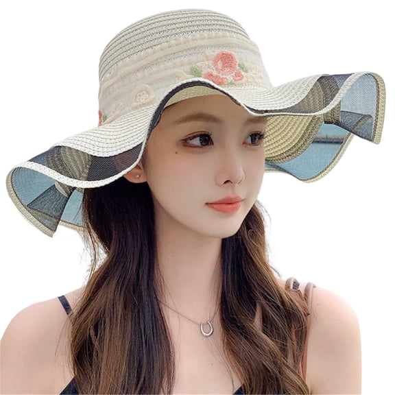 SIEYIO Girls Straw Hat Handwoven Elegant Summer Hat Gift for Vacations Straw Hat