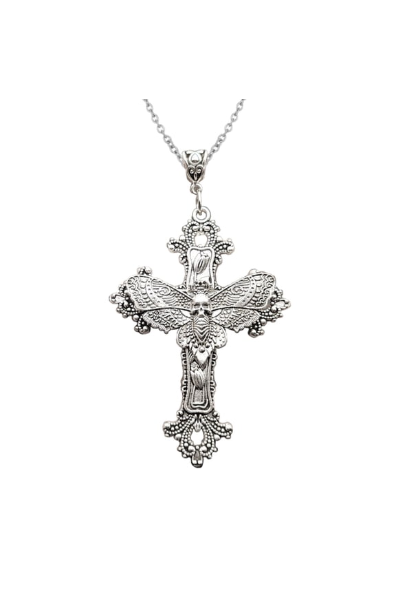 Goth Cross Pendant Chain Necklace Jewelry Accessoiy Gothic Cross Pendant Necklace Pendant Choker Alloy Material for Man