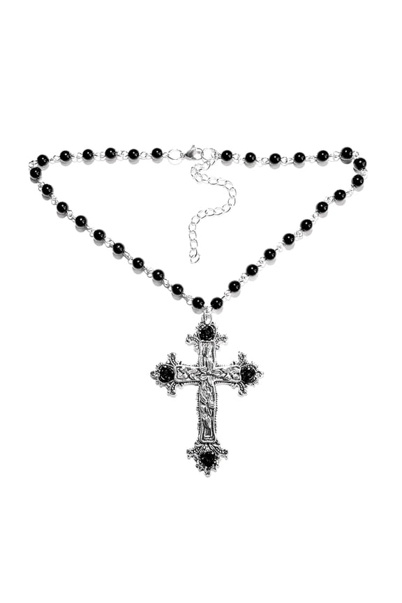 Gothic Cross Pendant Necklaces Cross Pendant Choker Pearls Choker for Man Woman