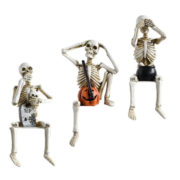 SIEYIO Halloweens Skeletons Collection, 3Pcs Posable Figures for Eerie Landscape