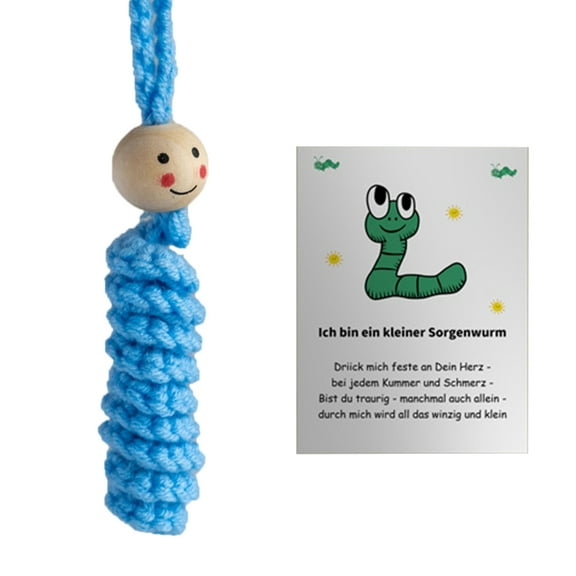 SIEYIO Hand Crocheted Cotton Yarns Worry Worm Sensory Comfort Toy with Cards