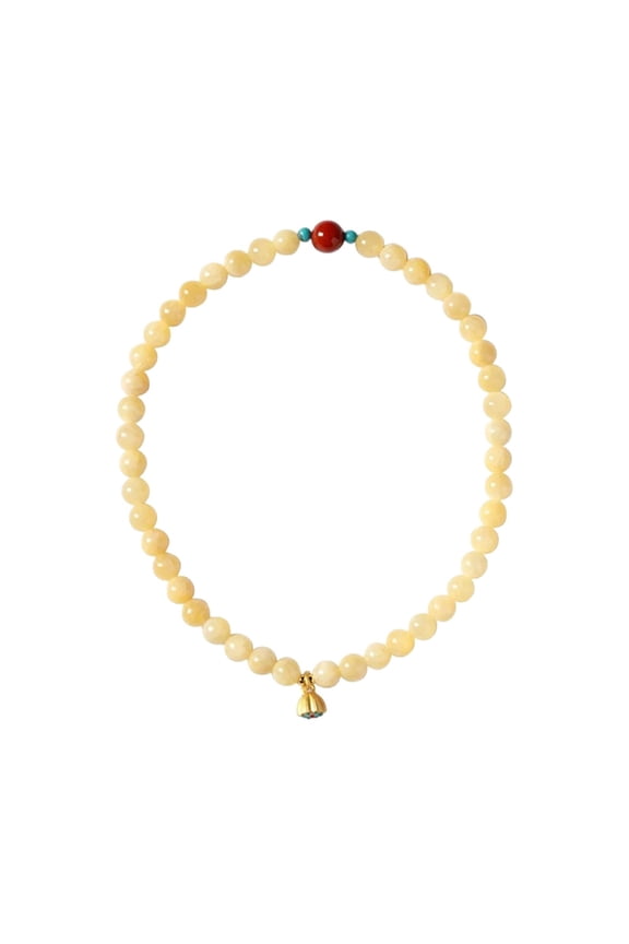 Handcrafted Yellow Jades Flower Bracelet Stylish Beaded Jewelry For Men Women