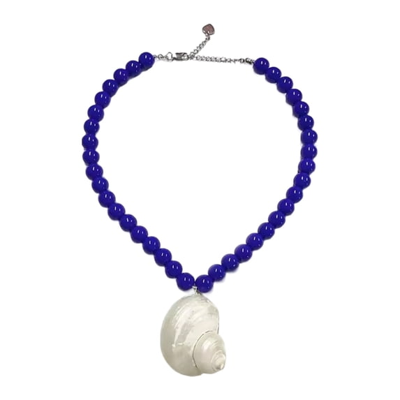 SIEYIO Handmade Sea Shell Glass Bead Necklace Beach Style Jewelry Piece Neckchain