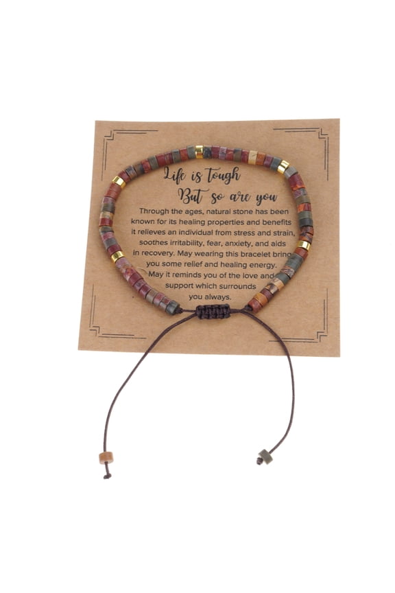 Handwoven Stone Bracelet With Adjustable Size and Blessing Card Portable for Parties and Special Occasions Wear
