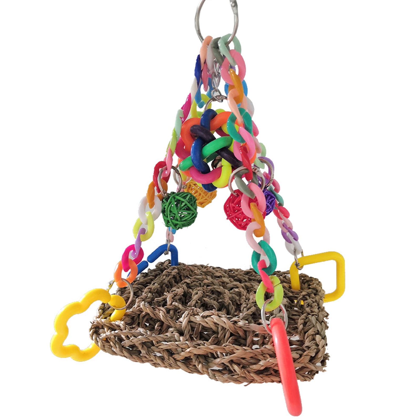 SIEYIO Hanging Foraging Wall Bird Toys Seagrass Climbing Net Perch
